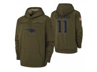 Men New England Patriots #11 Julian Edelman Olive 2018 Salute to Service Pullover Hoodie