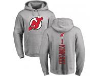 Men New Jersey Devils #1 Keith Kinkaid Adidas Ash Backer Pullover Hoodie NHL Jersey