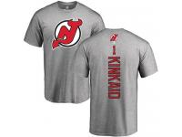 Men New Jersey Devils #1 Keith Kinkaid Adidas Ash Backer T-Shirt NHL