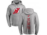 Men New Jersey Devils #12 Ben Lovejoy Adidas Ash Backer Pullover Hoodie NHL Jersey