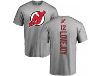 Men New Jersey Devils #12 Ben Lovejoy Adidas Ash Backer T-Shirt NHL