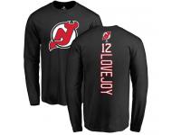 Men New Jersey Devils #12 Ben Lovejoy Adidas Black Backer Long Sleeve T-Shirt NHL