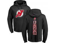 Men New Jersey Devils #13 Nico Hischier Adidas Black Backer Pullover Hoodie NHL Jersey