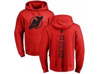 Men New Jersey Devils #13 Nico Hischier Adidas Red One Color Backer Pullover Hoodie NHL Jersey