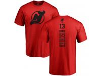 Men New Jersey Devils #13 Nico Hischier Adidas Red One Color Backer T-Shirt NHL