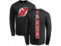 Men New Jersey Devils #15 Jamie Langenbrunner Adidas Black Backer Long Sleeve T-Shirt NHL