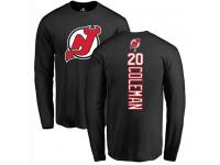 Men New Jersey Devils #20 Blake Coleman Adidas Black Backer Long Sleeve T-Shirt NHL