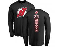 Men New Jersey Devils #23 Stefan Noesen Adidas Black Backer Long Sleeve T-Shirt NHL