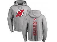 Men New Jersey Devils #28 Damon Severson Adidas Ash Backer Pullover Hoodie NHL Jersey