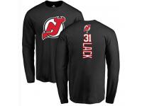 Men New Jersey Devils #31 Eddie Lack Adidas Black Backer Long Sleeve T-Shirt NHL