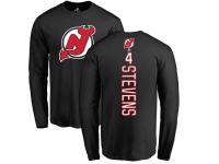 Men New Jersey Devils #4 Scott Stevens Adidas Black Backer Long Sleeve T-Shirt NHL