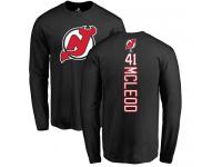 Men New Jersey Devils #41 Michael McLeod Adidas Black Backer Long Sleeve T-Shirt NHL