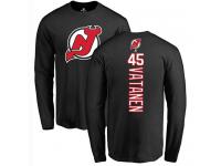 Men New Jersey Devils #45 Sami Vatanen Adidas Black Backer Long Sleeve T-Shirt NHL