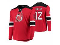 Men New Jersey Devils Ben Lovejoy #12 Platinum Red Jersey