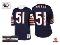 Men NFL Chicago Bears #51 Dick Butkus Throwback Home Mitchell and Ness Navy Blue Autographed Jersey