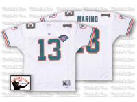Men NFL Miami Dolphins #13 Dan Marino Throwback Road 75th Patch White Mitchell and Ness Jersey
