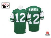 Men NFL New York Jets #12 Joe Namath Throwback Home Green Mitchell and Ness Jersey