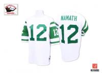 Men NFL New York Jets #12 Joe Namath Throwback Road White Mitchell and Ness Jersey