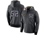 Men NFL Nike Oakland Raiders #52 Khalil Mack Stitched Black Anthracite Salute to Service Player Performance Hoodie