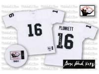 Men NFL Oakland Raiders #16 Jim Plunkett Throwback Road Mitchell and Ness White Autographed Jersey