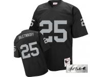 Men NFL Oakland Raiders #25 Fred Biletnikoff Throwback Road Mitchell and Ness Black Autographed Jersey