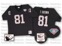 Men NFL Oakland Raiders #81 Tim Brown Throwback Home Black Mitchell and Ness Jersey