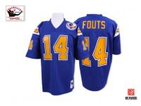 Men NFL San Diego Chargers #14 Dan Fouts Throwback 50th Patch Electric Blue Mitchell and Ness Jersey