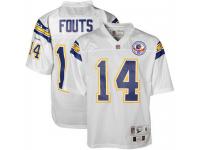 Men NFL San Diego Chargers #14 Dan Fouts Throwback Road 50th Patch White Mitchell and Ness Jersey