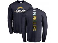 Men Nike Adrian Phillips Navy Blue Backer - NFL Los Angeles Chargers #31 Long Sleeve T-Shirt