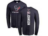 Men Nike Andre Johnson Navy Blue Backer - NFL Houston Texans #80 Long Sleeve T-Shirt