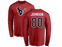 Men Nike Andre Johnson Red Name & Number Logo - NFL Houston Texans #80 Long Sleeve T-Shirt