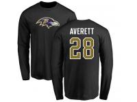 Men Nike Anthony Averett Black Name & Number Logo - NFL Baltimore Ravens #28 Long Sleeve T-Shirt