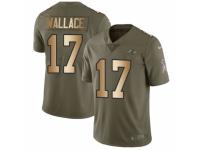 Men Nike Baltimore Ravens #17 Mike Wallace Limited Olive/Gold Salute to Service NFL Jersey