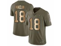 Men Nike Baltimore Ravens #18 Jeremy Maclin Limited Olive/Gold Salute to Service NFL Jersey