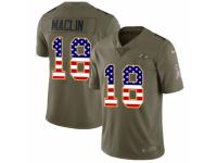 Men Nike Baltimore Ravens #18 Jeremy Maclin Limited Olive/USA Flag Salute to Service NFL Jersey