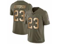 Men Nike Baltimore Ravens #23 Tony Jefferson Limited Olive/Gold Salute to Service NFL Jersey
