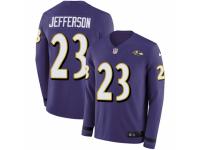 Men Nike Baltimore Ravens #23 Tony Jefferson Limited Purple Therma Long Sleeve NFL Jersey