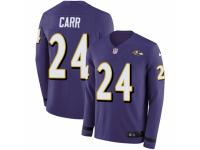 Men Nike Baltimore Ravens #24 Brandon Carr Limited Purple Therma Long Sleeve NFL Jersey