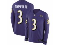 Men Nike Baltimore Ravens #3 Robert Griffin III Limited Purple Therma Long Sleeve NFL Jersey