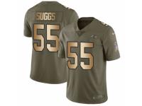 Men Nike Baltimore Ravens #55 Terrell Suggs Limited Olive/Gold Salute to Service NFL Jersey