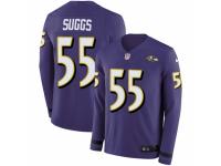 Men Nike Baltimore Ravens #55 Terrell Suggs Limited Purple Therma Long Sleeve NFL Jersey