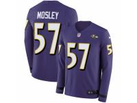 Men Nike Baltimore Ravens #57 C.J. Mosley Limited Purple Therma Long Sleeve NFL Jersey