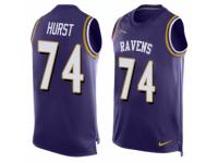 Men Nike Baltimore Ravens #74 James Hurst Elite Purple Player Name & Number Tank Top NFL Jersey
