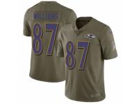 Men Nike Baltimore Ravens #87 Maxx Williams Limited Olive 2017 Salute to Service NFL Jersey