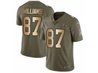 Men Nike Baltimore Ravens #87 Maxx Williams Limited Olive/Gold Salute to Service NFL Jersey