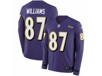 Men Nike Baltimore Ravens #87 Maxx Williams Limited Purple Therma Long Sleeve NFL Jersey