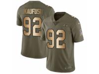 Men Nike Baltimore Ravens #92 Bronson Kaufusi Limited Olive/Gold Salute to Service NFL Jersey