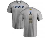 Men Nike Caleb Sturgis Ash Backer - NFL Los Angeles Chargers #6 T-Shirt