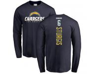 Men Nike Caleb Sturgis Navy Blue Backer - NFL Los Angeles Chargers #6 Long Sleeve T-Shirt