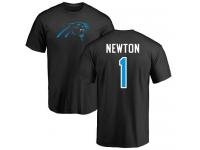 Men Nike Cam Newton Black Name & Number Logo - NFL Carolina Panthers #1 T-Shirt